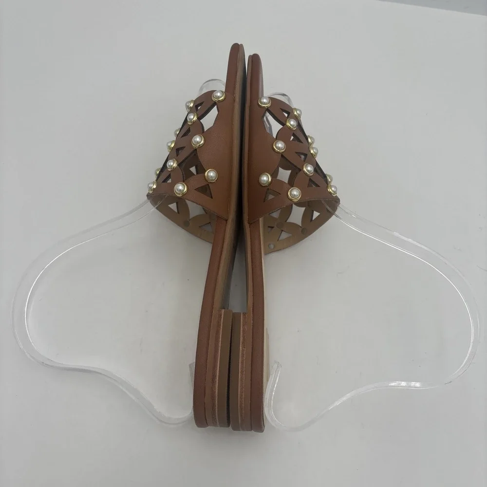 Dolce Vita sandal Studded Slide Sandal Size 5.5 M‎ Saddled Leather, Brown
